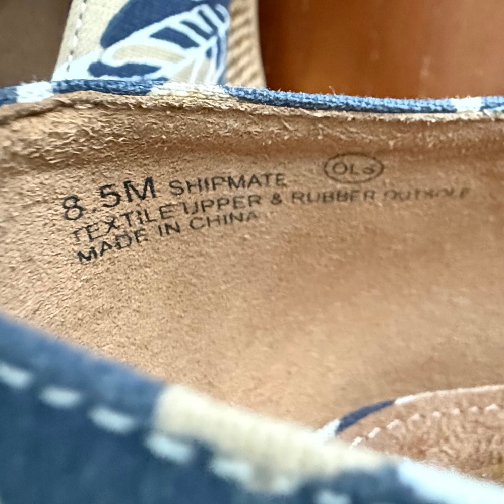 Aerosoles Shipmate Heelrest Wedge Shoes Blue Tan Leaf Print Size 8.5 - Picture 10 of 13